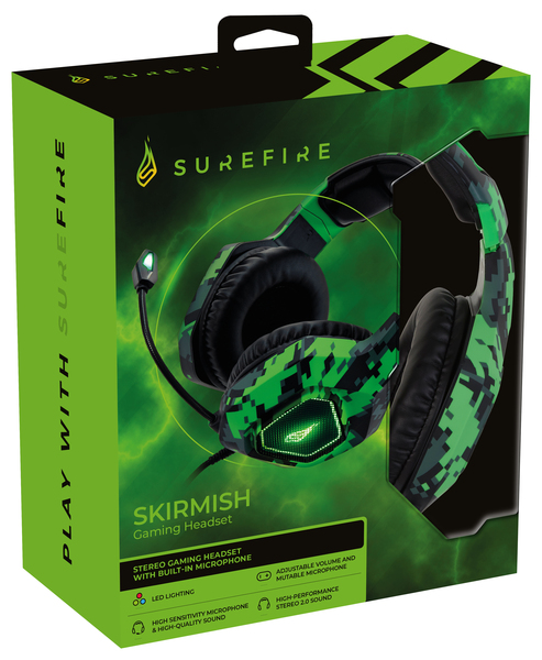 SUREFIRE Skirmish Gaming Headset, Green/Black