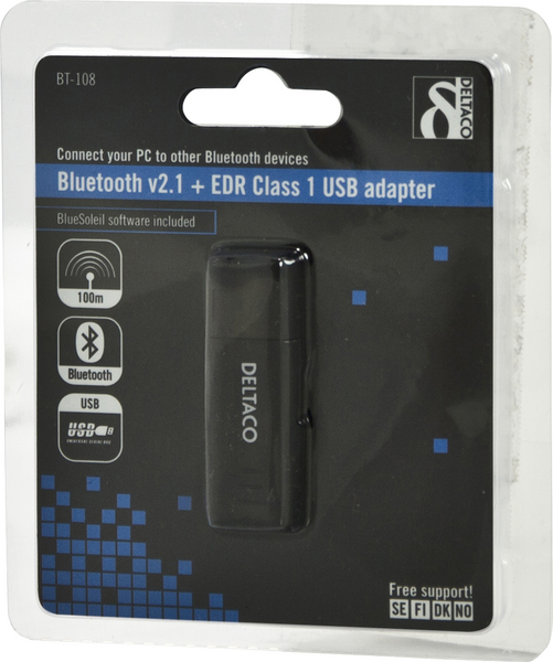 DELTACO Bluetooth USB adapteri, Class 1 (100m)