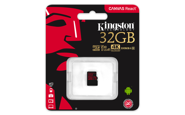 Kingston 32 GB Canvas React MicroSD + SD adapter