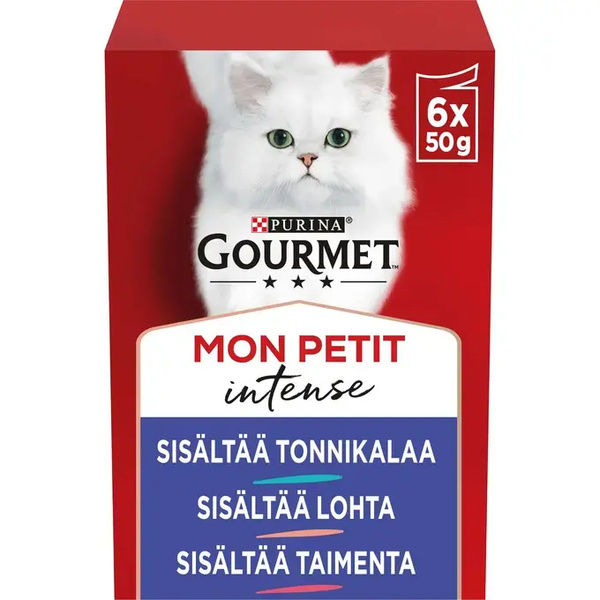 Purina Gourmet Mon Petit Intense Fish Variety (Tuna, Salmon, Trout), Wet food for cats, Adult, 6 x 50g
