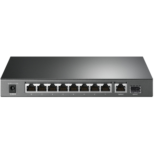 TP-LINK 10-Port Gigabit PoE+ Switch 8 Gigabit PoE+ Ports 1 Gigabit RJ45 Ports and 1 Gigabit SFP Slots 802.3at/af 63W PoE Power