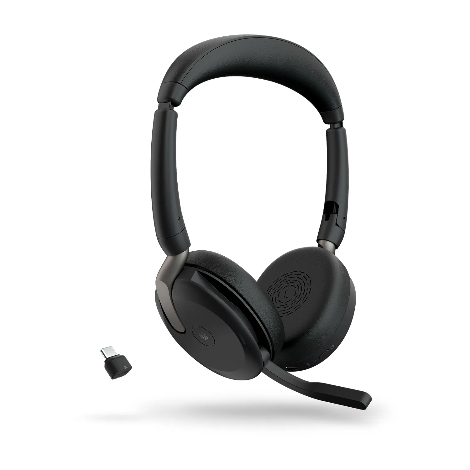 Jabra Evolve2 65 Flex -langaton stereokuulokemikrofoni + USB-C-sovitin, musta