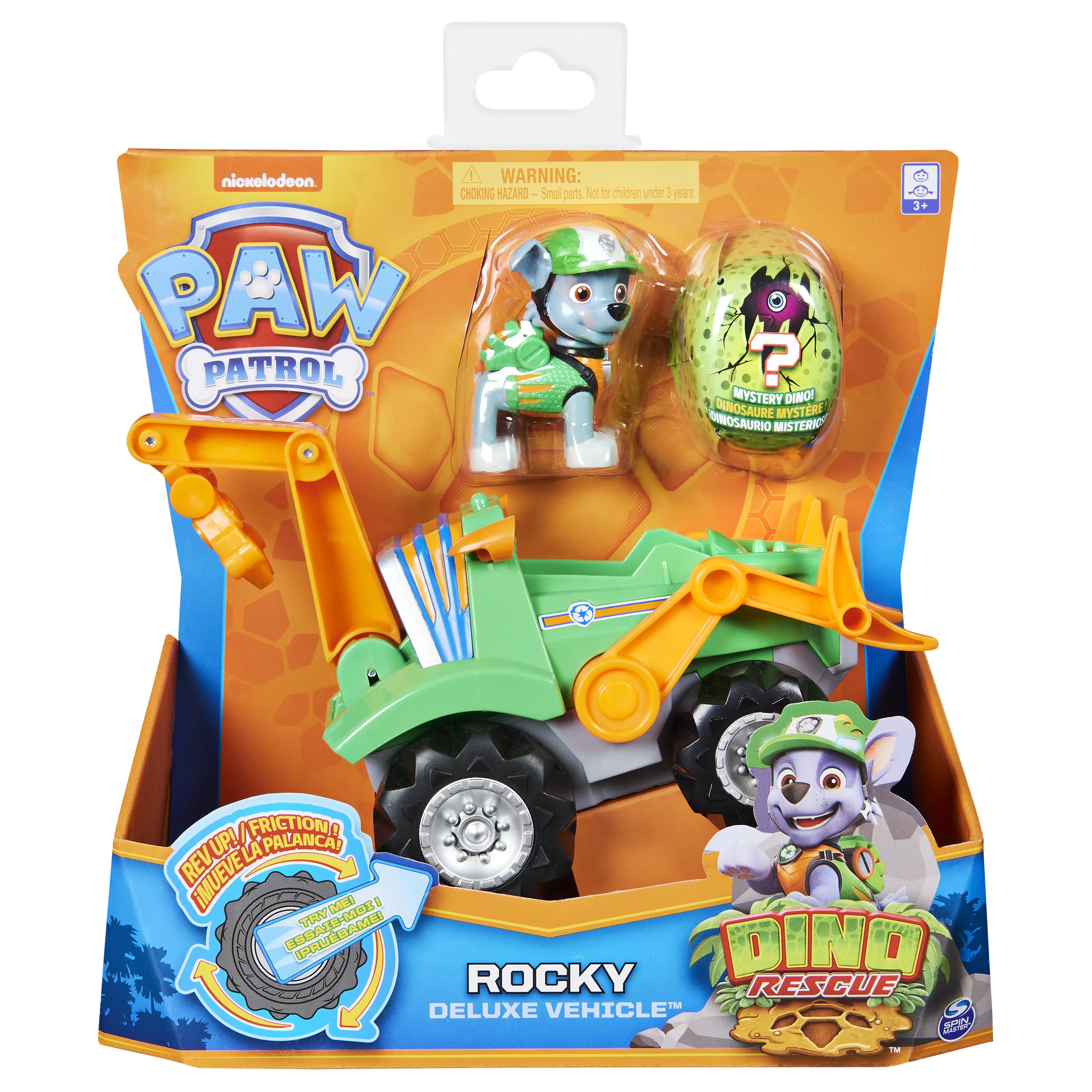 Spin Master Paw Patrol Dino Rescue Rocky's Base Vehicle, Toy Vehicle (Green/Orange, Includes Surprise Dino Figure)