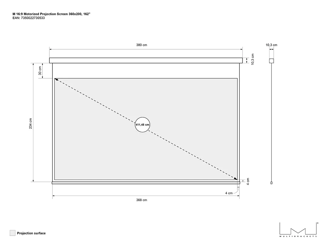 16:9 Motorized Projection Screen Deluxe 162"