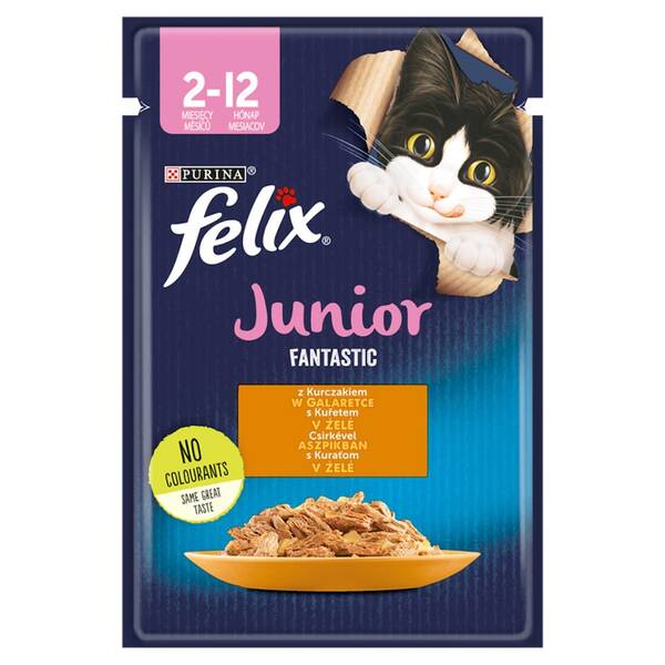 Purina Felix Fantastic Junior Chicken, Kissan märkäruoka, Kitten, 85 g