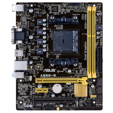 ASUS A58M-E Socket FM2+ AMD A58 2x DDR3 max. 32GB PCI-E D-Sub DVI mATX