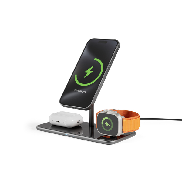 Epico Mag+ Glass Charging Stand MagSafe compatible with UK plug - black