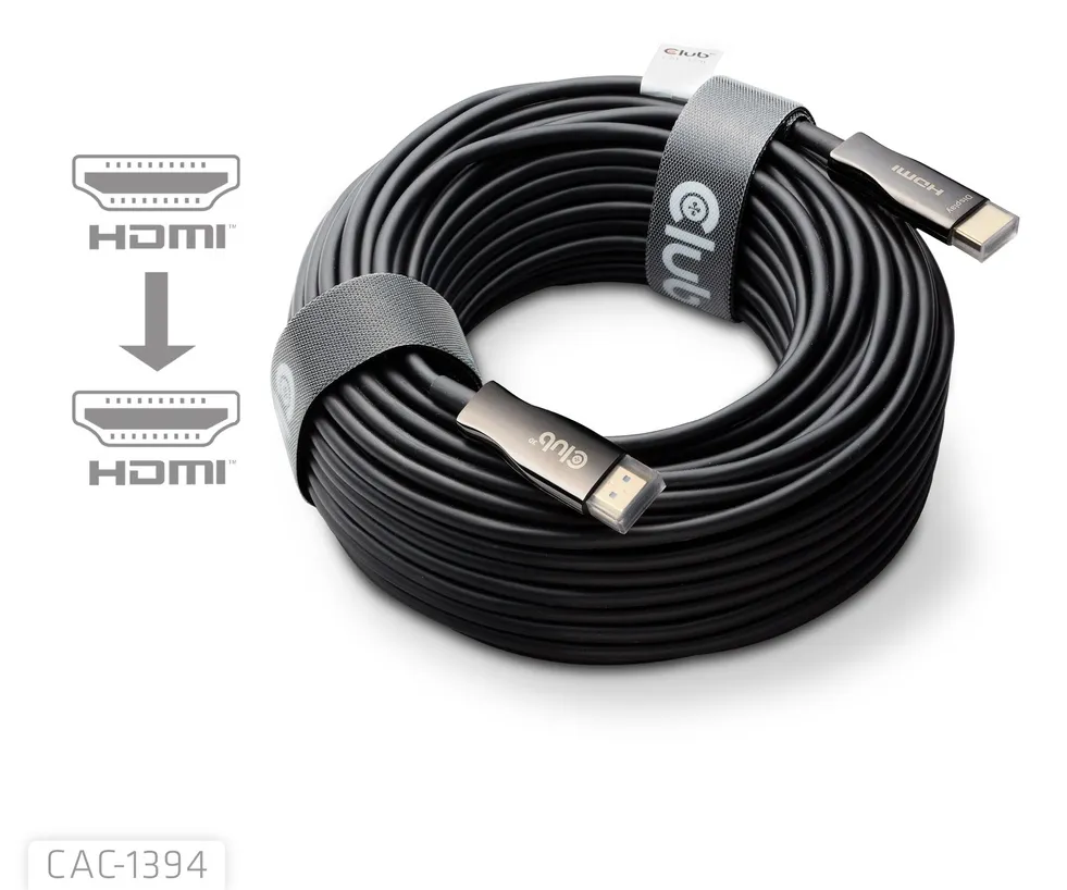 Club 3D CAC-1394 Ultra High Speed HDMI 2.1 Active Optical -kaapeli, jossa 8K, HDR, 100 m, musta
