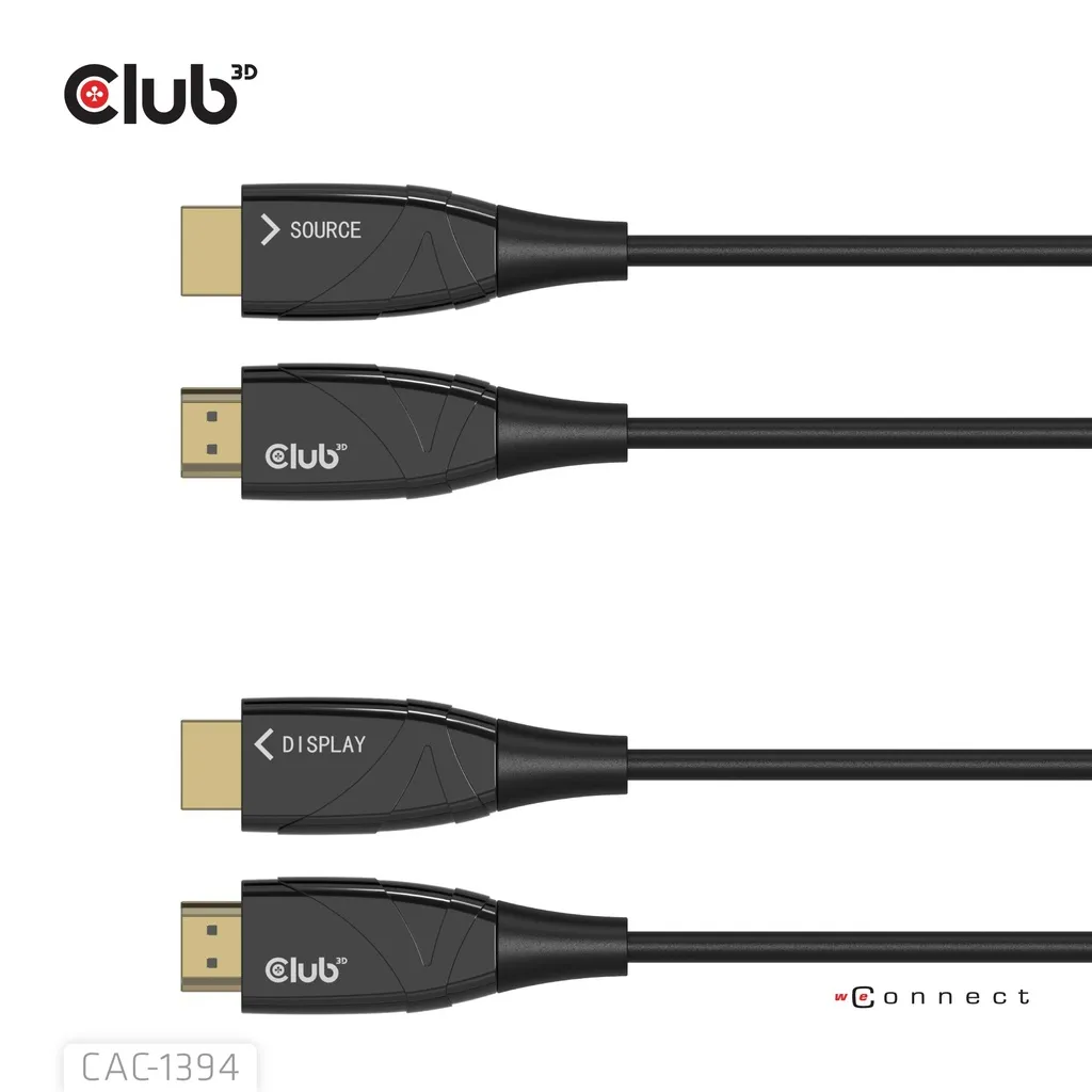 Club 3D CAC-1394 Ultra High Speed HDMI 2.1 Active Optical -kaapeli, jossa 8K, HDR, 100 m, musta