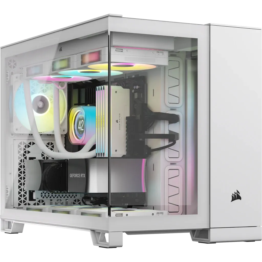 Corsair 2500X LINK Tempered Glass, mATX -miditornikotelo, valkoinen