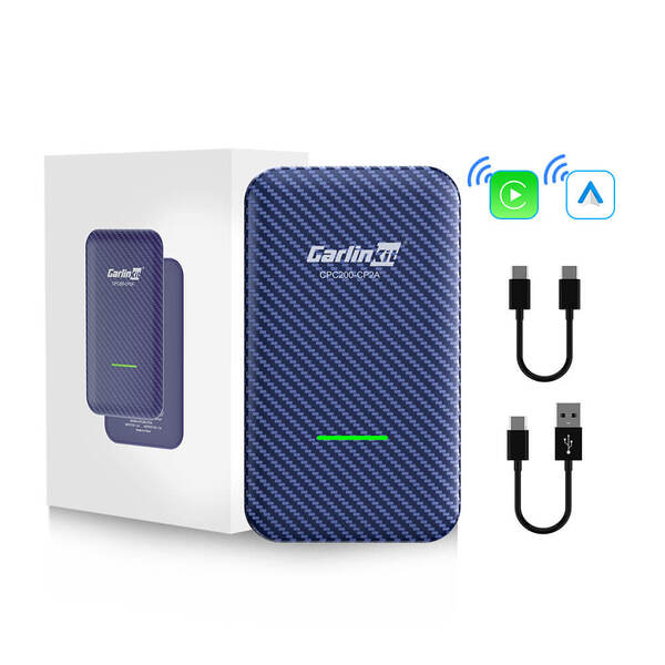 CARLINKIT CPC200-CP2A Wireless Apple CarPlay and Android Auto Adapter, Blue