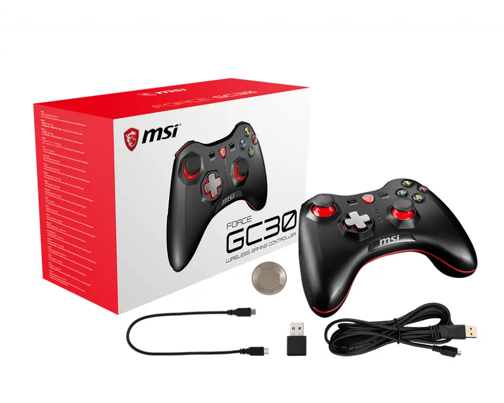 MSI Force GC30 Wireless / Wired Game Controller with changeable D Pads. USB 2m Cable Supports PC PS3. Android