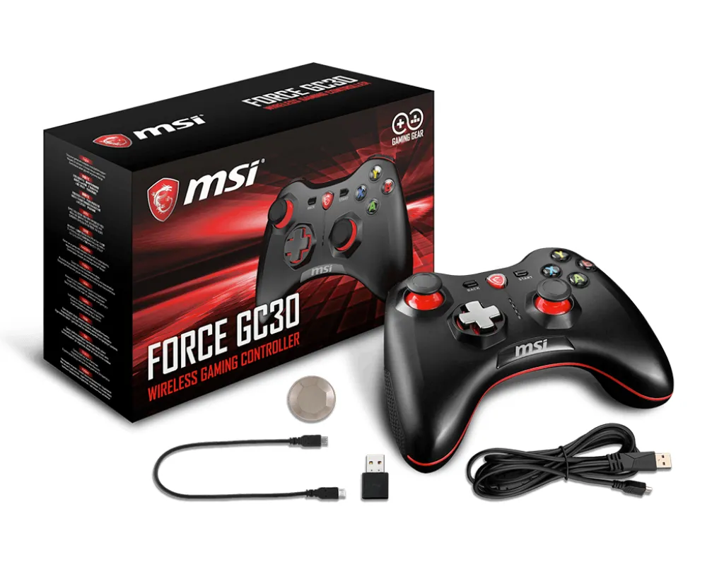 MSI Force GC30 Wireless / Wired Game Controller with changeable D Pads. USB 2m Cable Supports PC PS3. Android