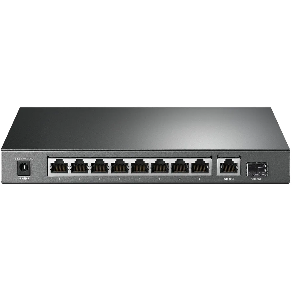 TP-LINK 10-Port Gigabit PoE+ Switch 8 Gigabit PoE+ Ports 1 Gigabit RJ45 Ports and 1 Gigabit SFP Slots 802.3at/af 63W PoE Power