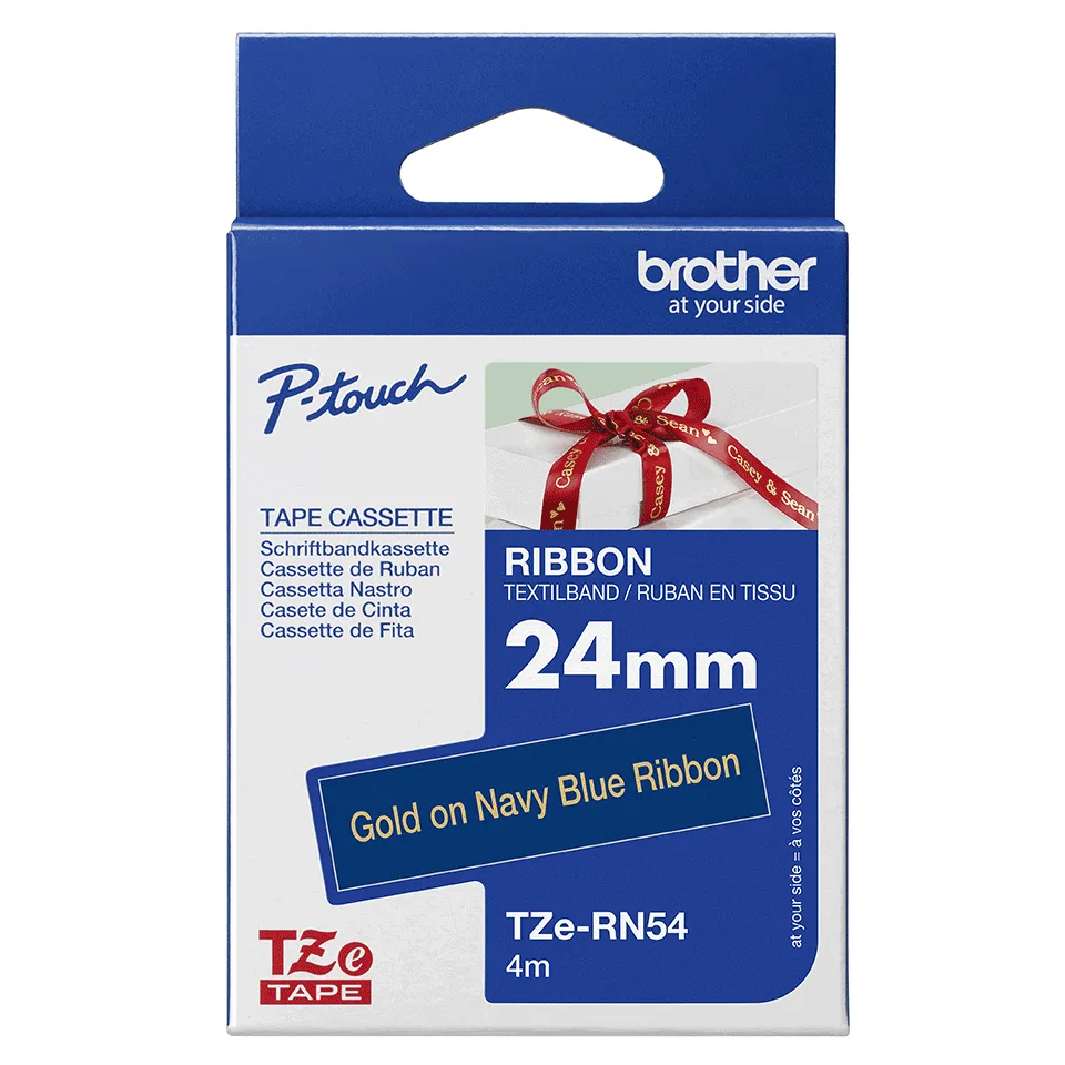 Brother TZeR satin tape 24mm x 4m gold on dark blue