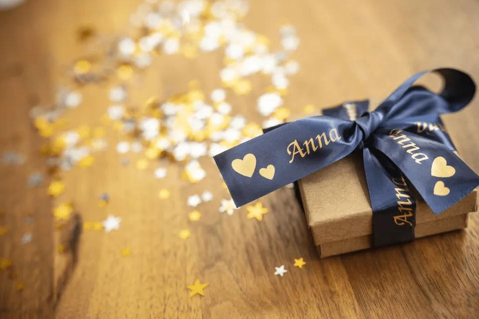 Brother TZeR satin tape 24mm x 4m gold on dark blue