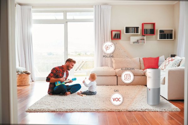 Hoover H-Purifier 700 - luftrenare och luftfuktare, ljus