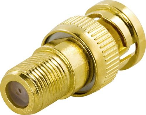 DELTACO adapter, BNC hane till F-kontakt hona, guldpl. kont.