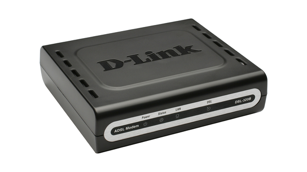 D-Link DSL-320B ADSL2+ modem.  ADSL2/2+ up to 24Mbps download speed. 1x RJ-11 ADSL port + RJ-45 10/100BASE-TX Ethernet LAN port. ITU-T G.992.5 Annex A/M compati