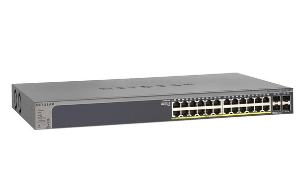 NETGEAR ProSAFE GS728TP - Kytkin - L3 Lite - Hallinnoitu - 8 x 10/100/1000 (PoE+) + 16 x 10/100/1000 (PoE) + 4 x SFP - ty&ouml;p&ouml;yt&auml;, r&auml;kkiin asennettava - PoE+ (192