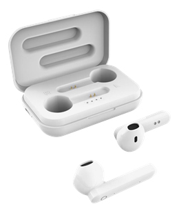 STREETZ True Wireless Stereo earbuds with charging case, semi-in-ear, BT 5, matte white