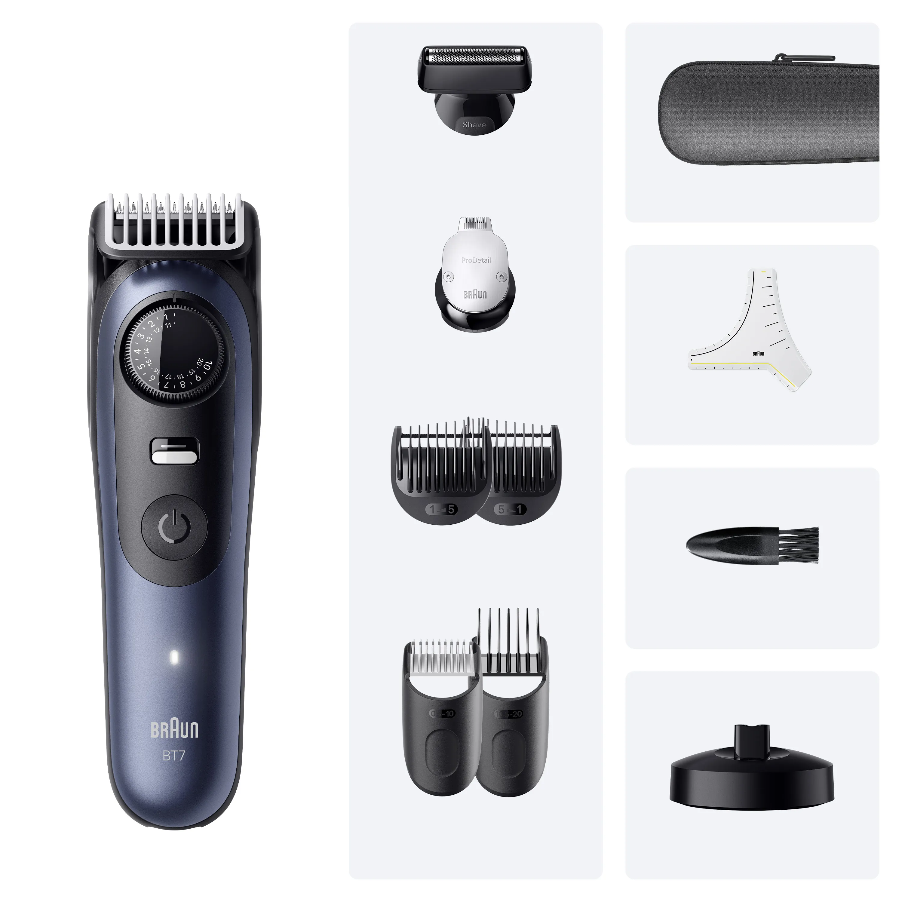 Braun BeardTrimmer 7 m&auml;rk&auml;- ja kuiva-ajoon -partatrimmeri, tummansininen