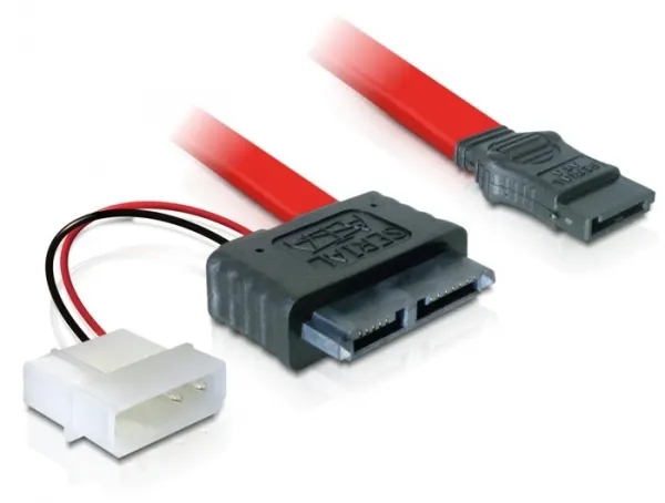 Delock Cable Slim SATA female > SATA 7 pin + 2 pin power male 30 cm
