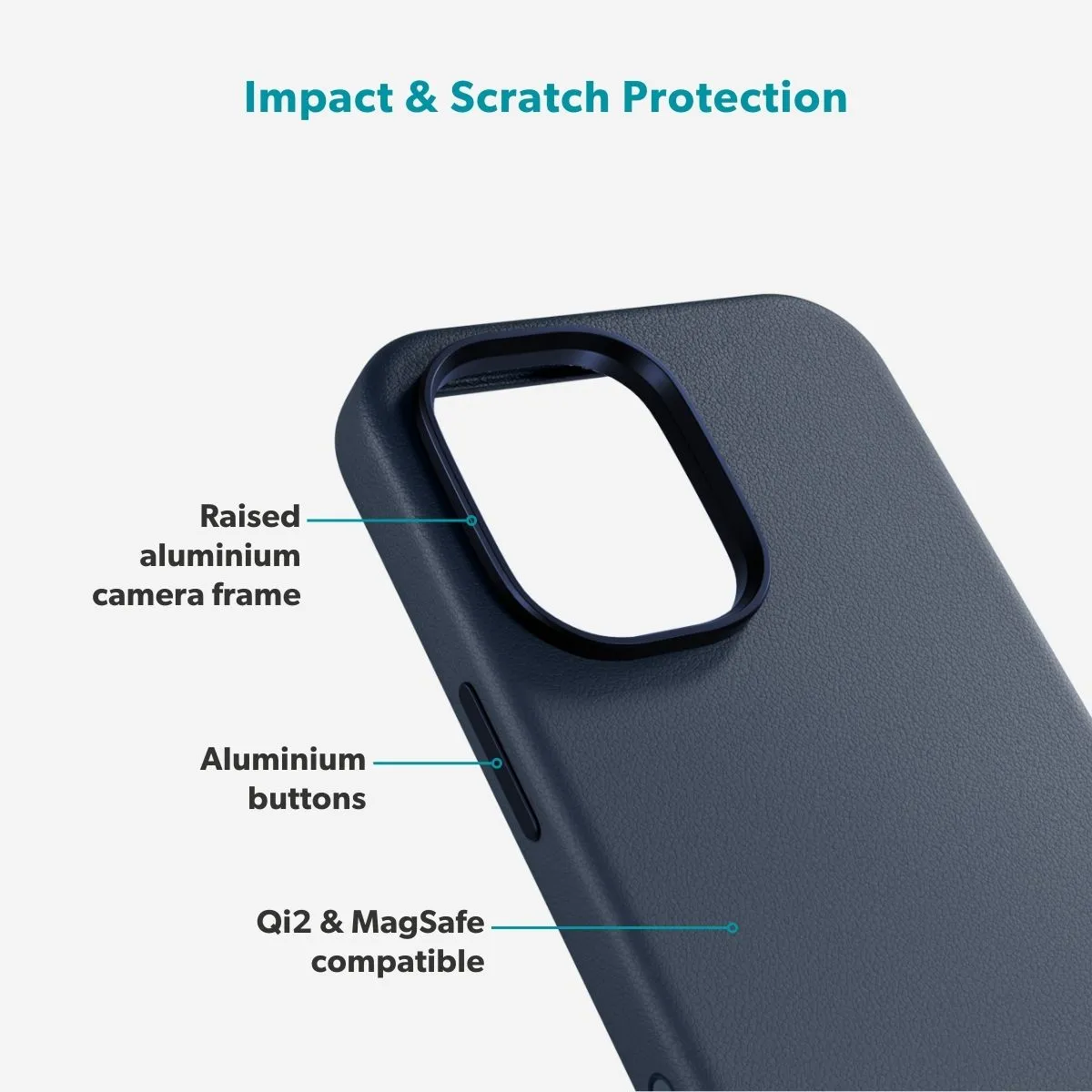 Epico Leather Pro Mag+ Case iPhone 17 Qi2  &  MagSafe Compatible, Blue