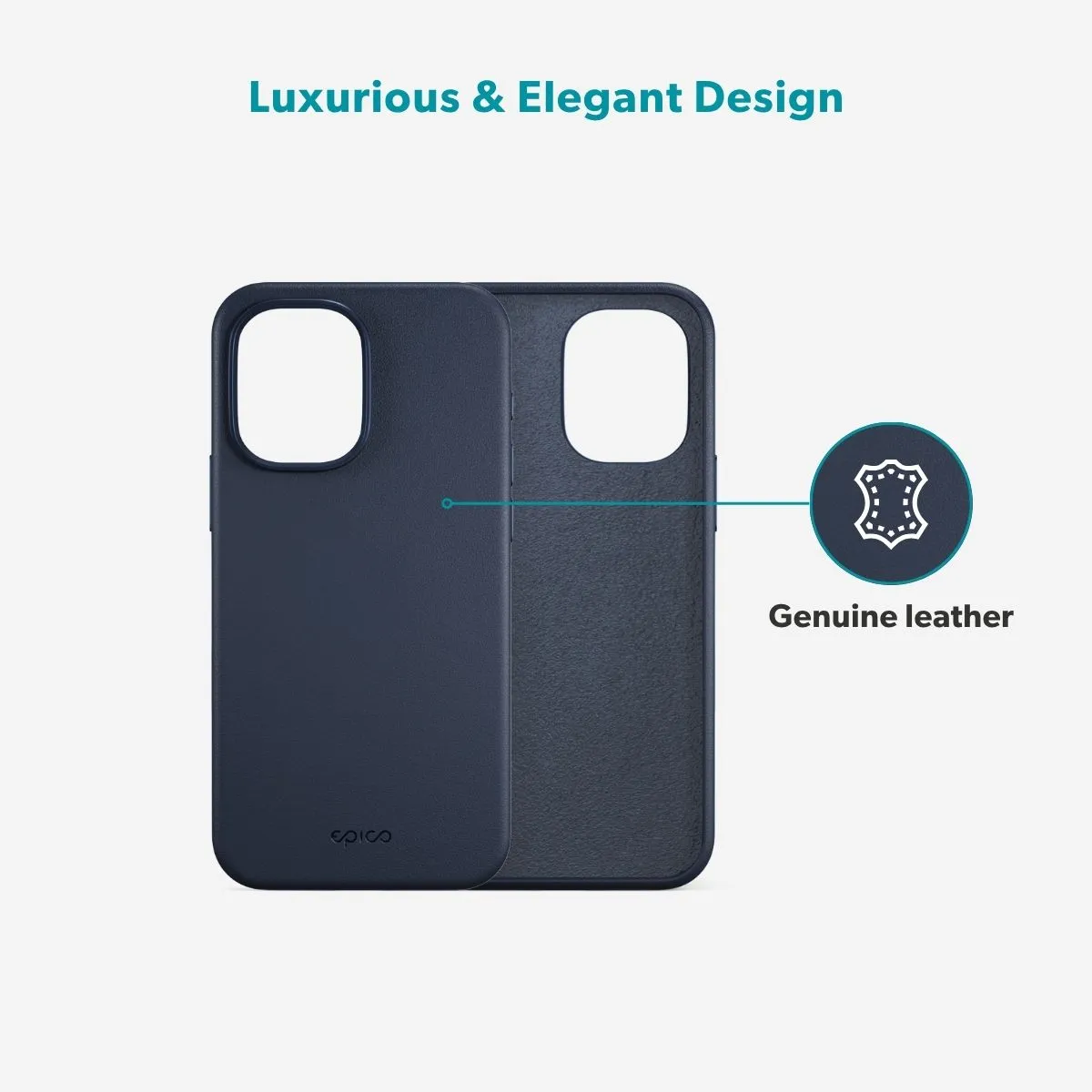Epico Leather Pro Mag+ Case iPhone 17 Qi2  &  MagSafe Compatible, Blue
