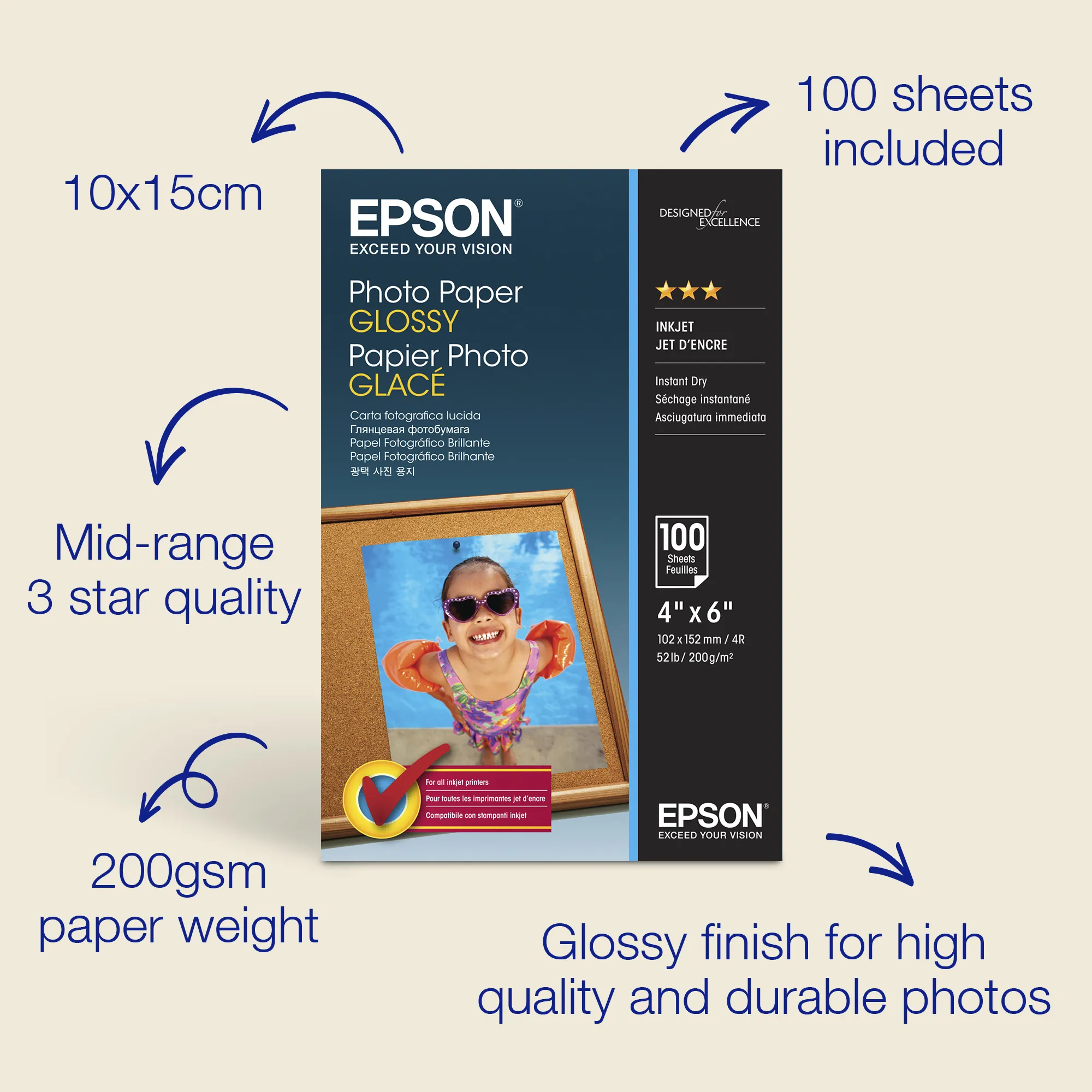 Epson C13S042548 paper cartridge, White, 100 pcs