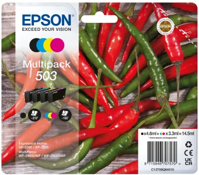 Epson 503 Chillies ink cartridge kit, Black, Cyan, Magenta, Yellow, 4 pcs