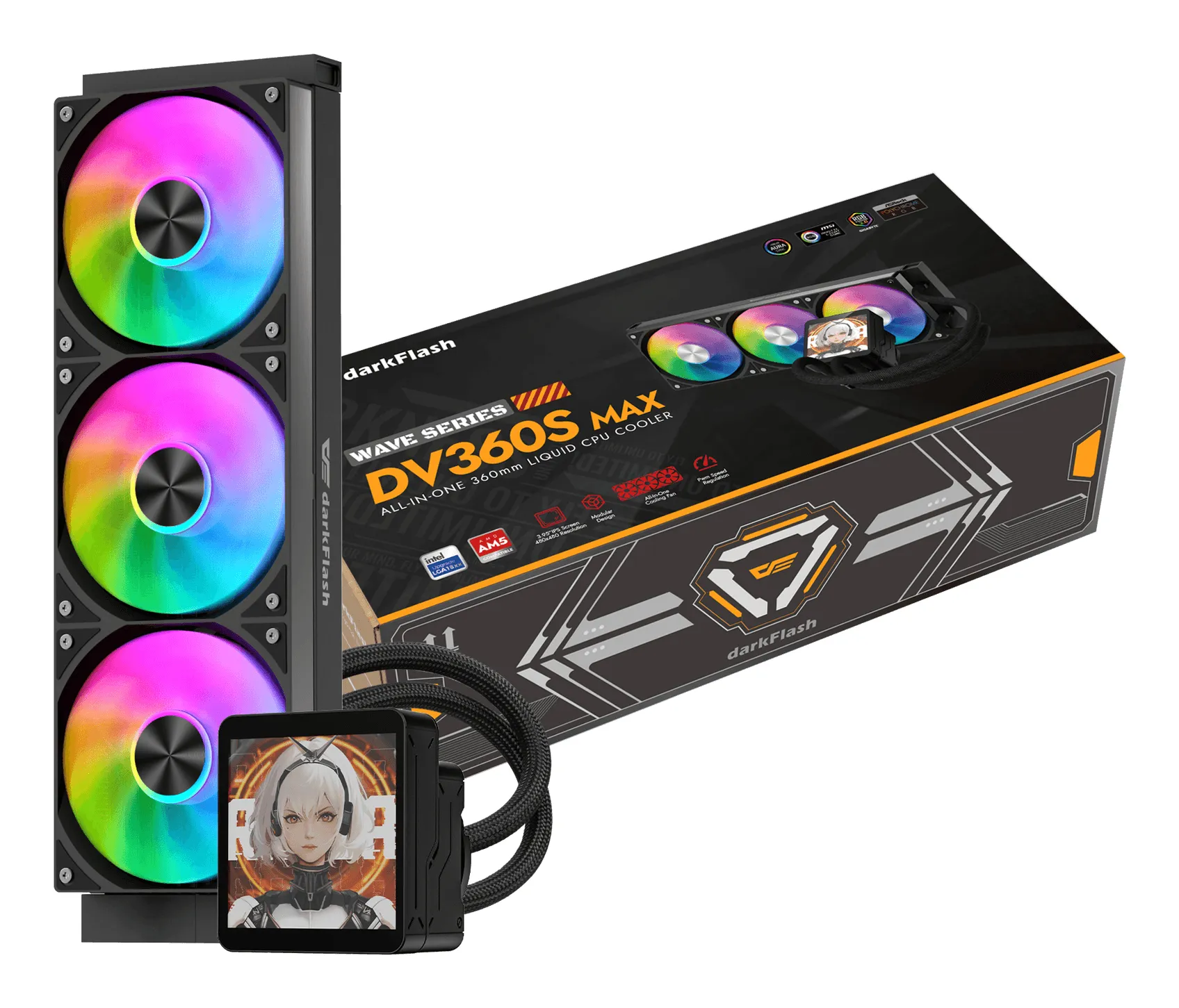 DARKFLASH DV360S MAX 360 mm Liquid CPU Cooler Black