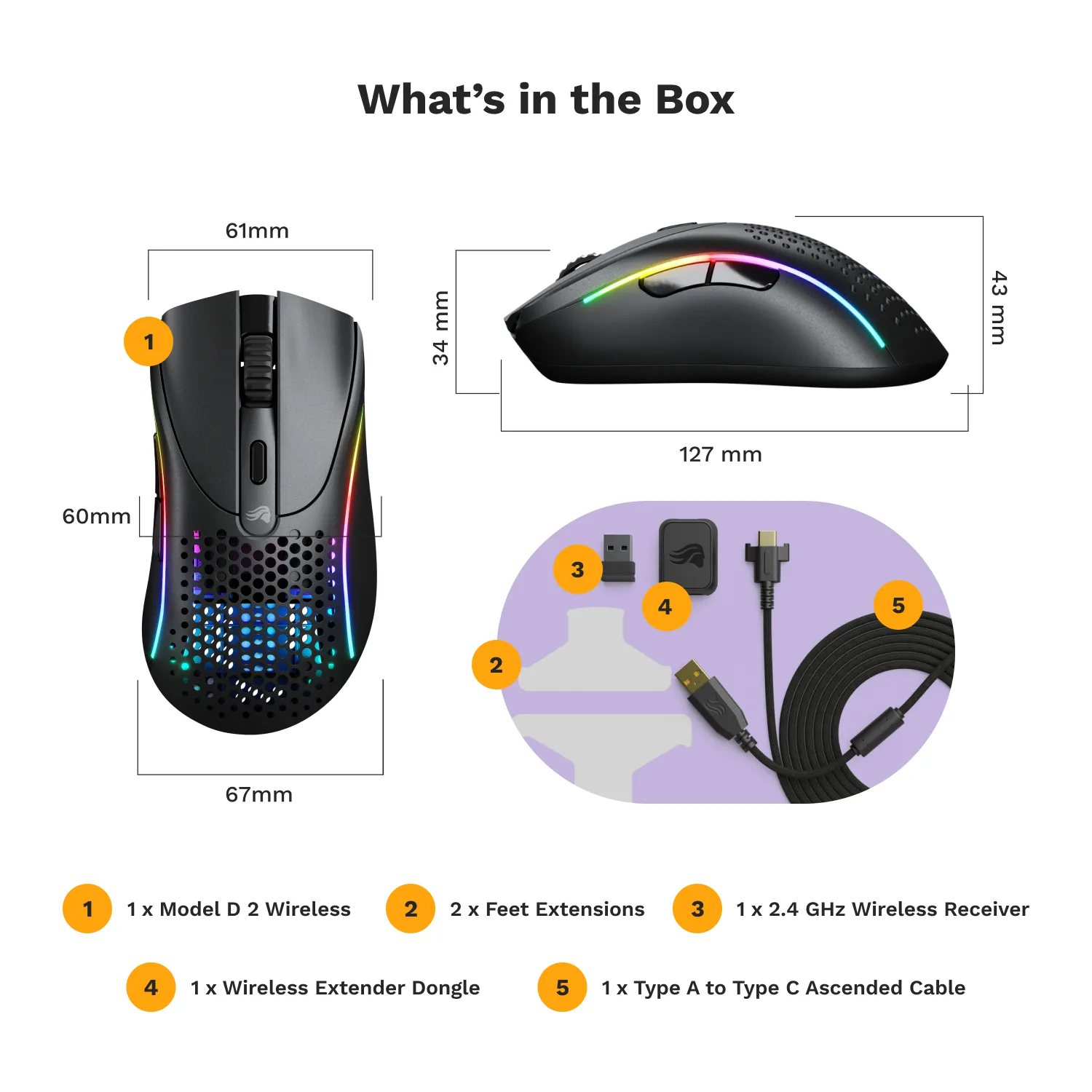 Glorious Model D 2 - wireless gaming mouse, matte black