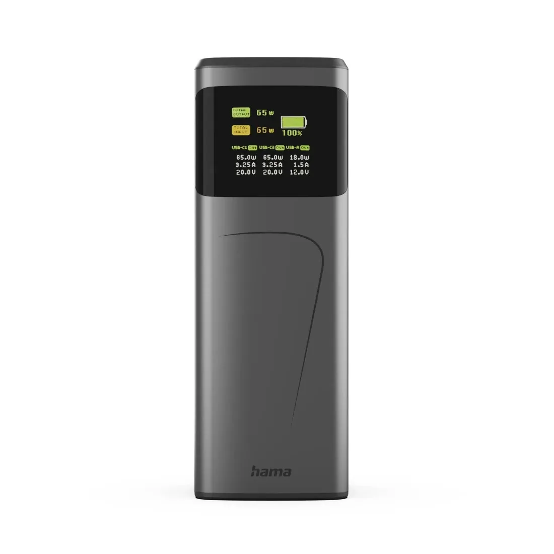 HAMA Power Pack 65W Fast Charge 20000mAh 2xUSB-C 1xUSB-A Black