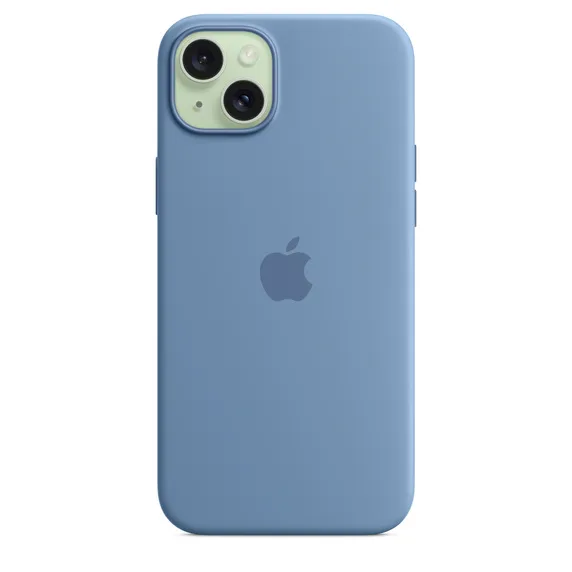 Apple iPhone 15 Plus, MagSafe - silikonskal, Vinterblå
