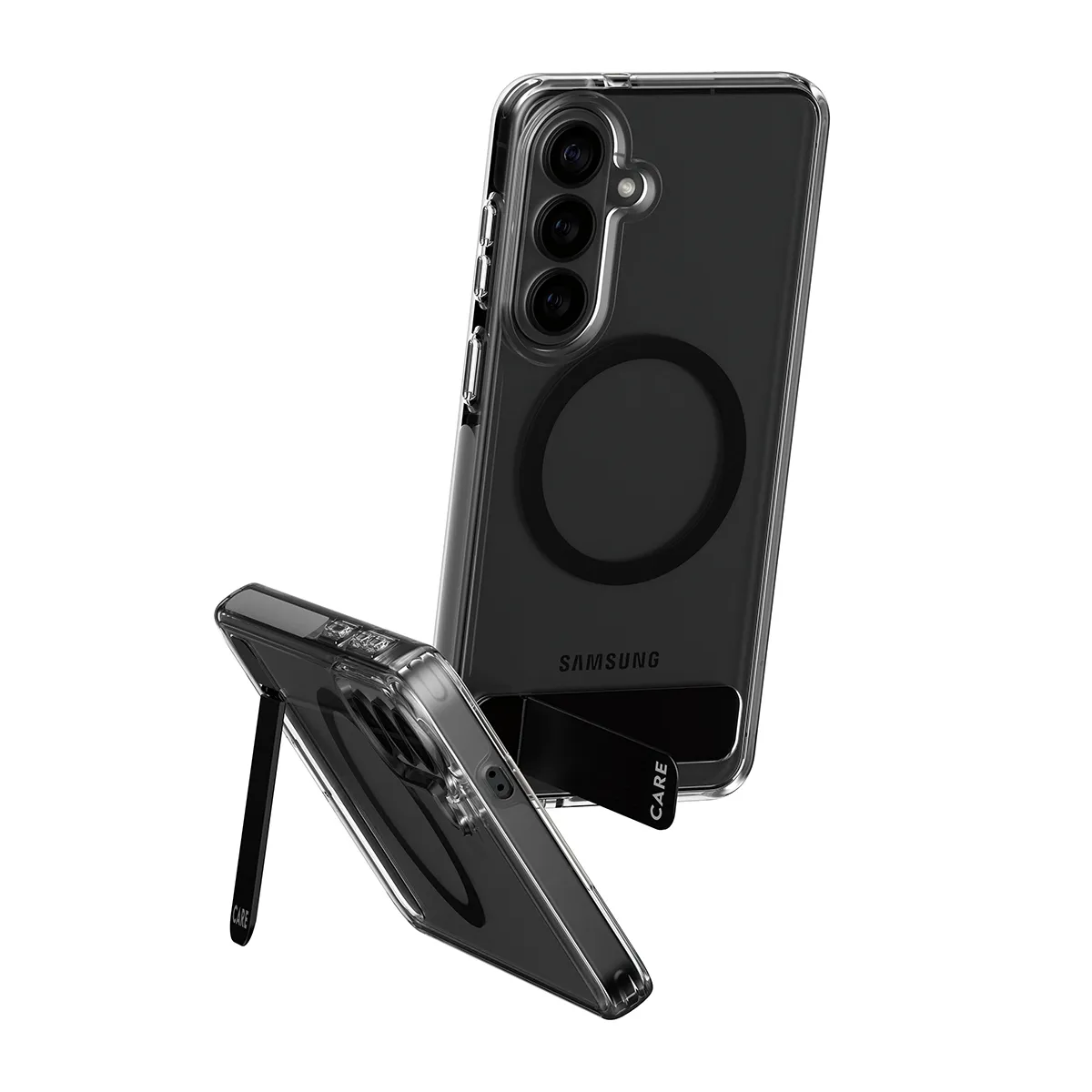 PanzerGlass CARE Case for Galaxy S26+, Clear with Black Kickstand