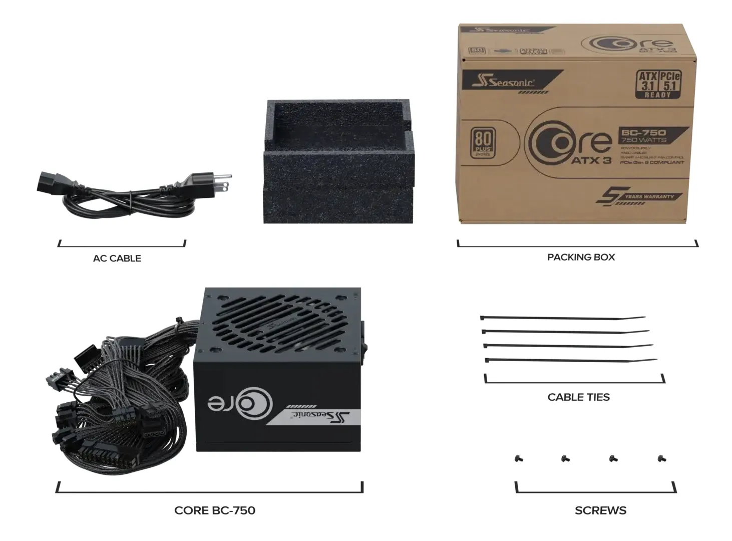 Seasonic CORE BC-750 750W -virtal&auml;hde, 80 Plus Bronze