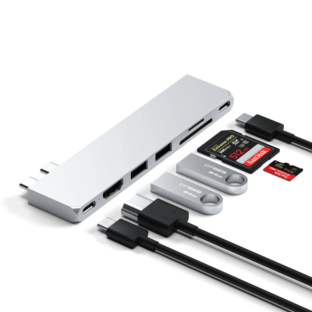Satechi USB-C Pro Hub Slim - adapter, Silver