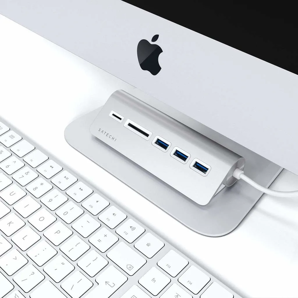 Satechi USB-C Aluminum USB Hub &amp; Card Reader, silver