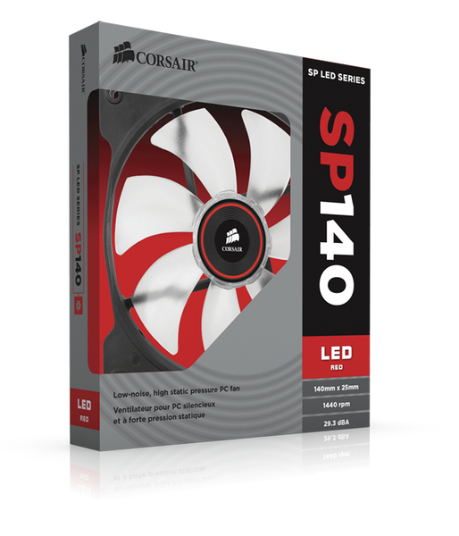 Corsair Fan, SP140, Red LED High Pressure Fan, Single pack