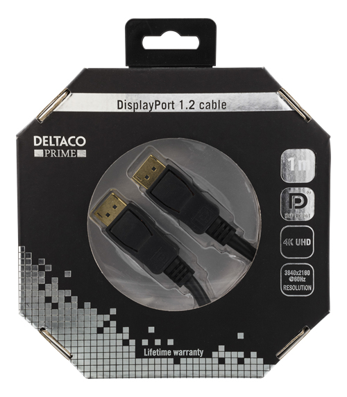 Deltaco Prime DisplayPort &ndash; DisplayPort 1.2 - cable, 1 m, Black