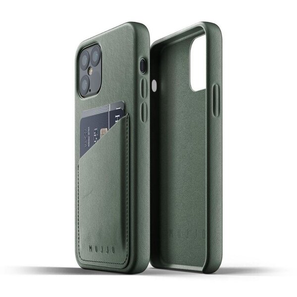Mujjo Full Leather, iPhone 12 / 12 Pro -suojakotelo, Vihre&auml;
