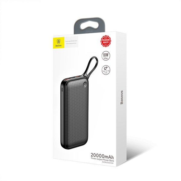 Baseus Type-C PD+QC3.0 Quick Charge Power Bank 20.000 mAh, black