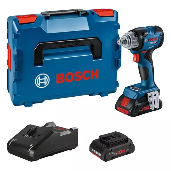 Bosch cordless impact wrench GDS 18V-330 HC Professional, 18Volt (blue/black, 2x Li-Ion battery ProCORE18V 4.0Ah, Bluetooth module, in L-BOXX)