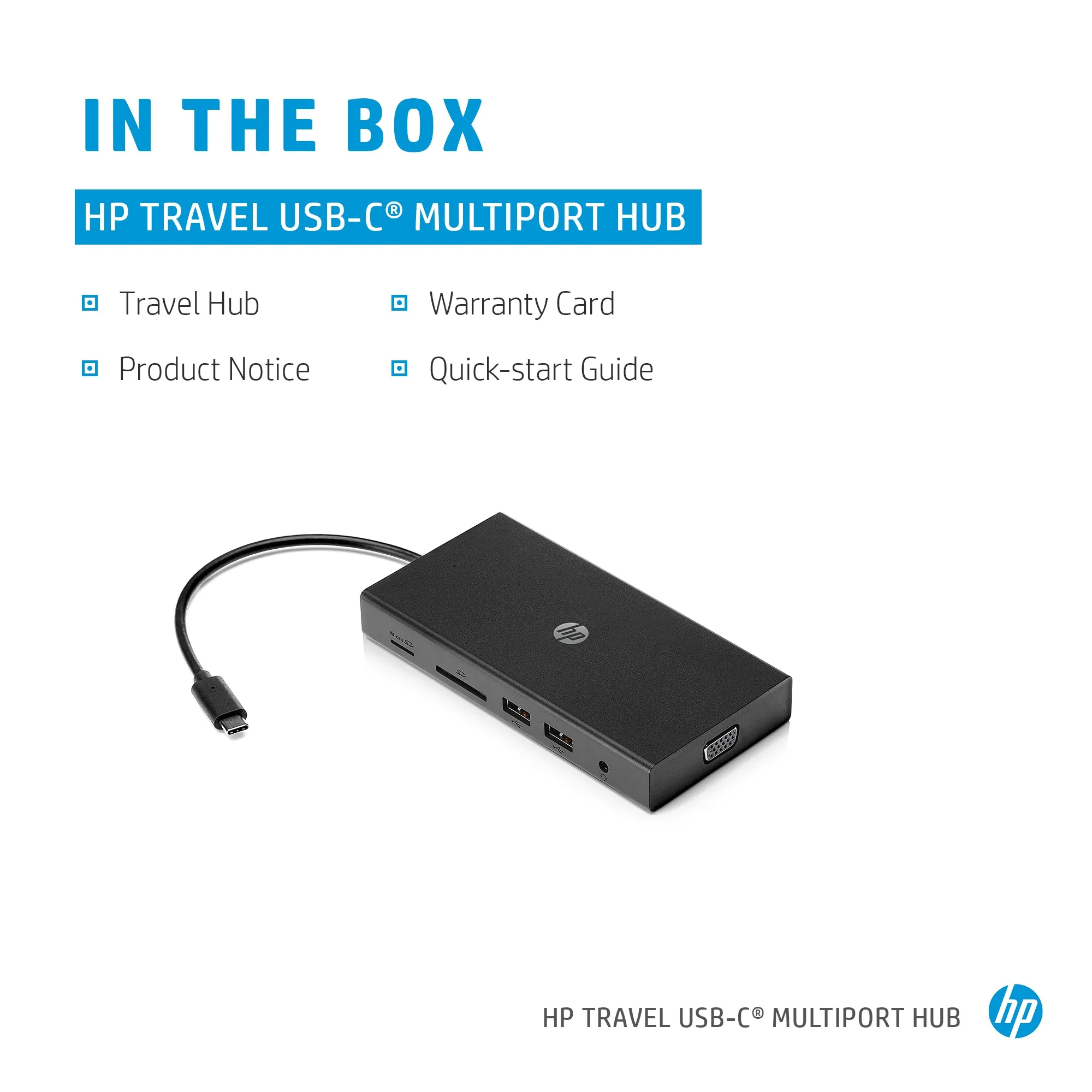 HP Travel Hub Portreplikator, USB-C, VGA, HDMI, Europa