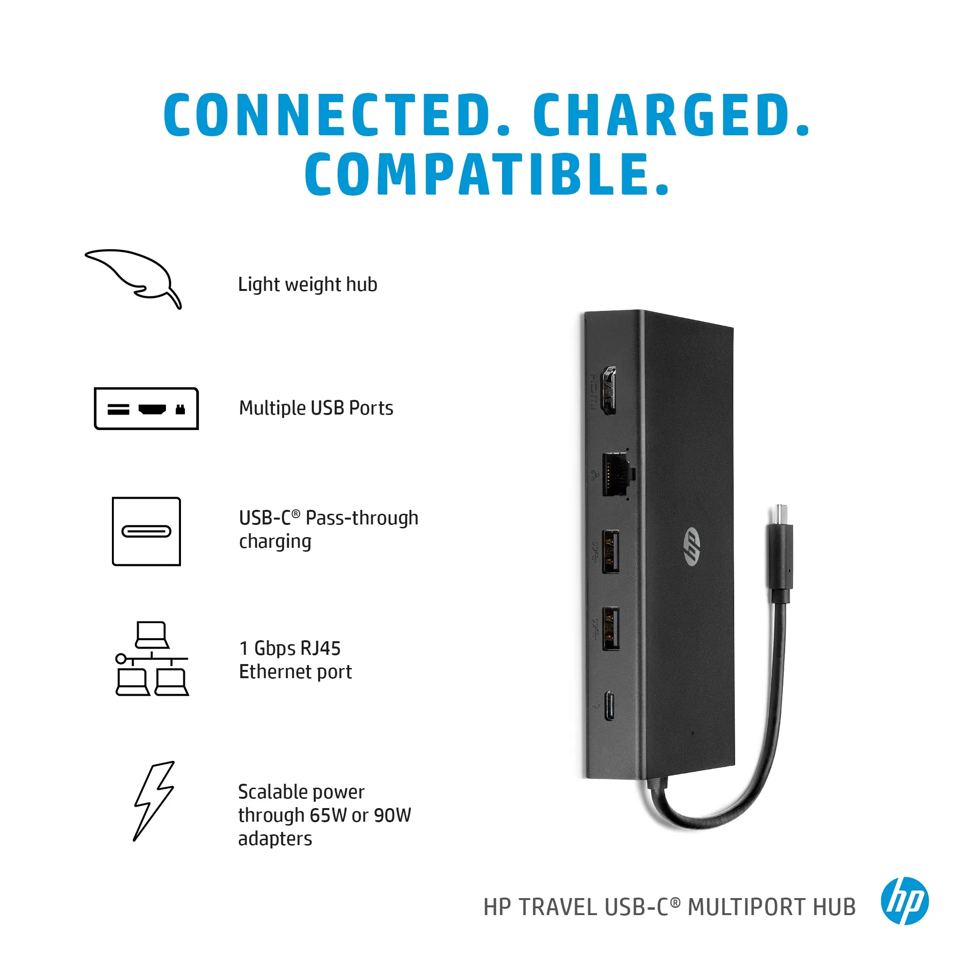 HP Travel Hub Portreplikator, USB-C, VGA, HDMI, Europa