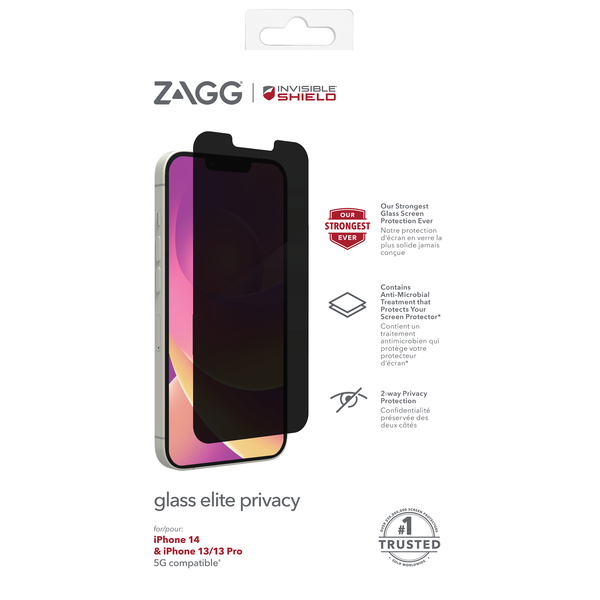 Zagg InvisibleShield Glass Elite Privacy, iPhone 16e/14/13/13 Pro - Screen Glass