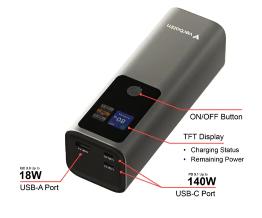 Verbatim Charge 'n' Go 27000 mAh 183W - powerbank, Silver