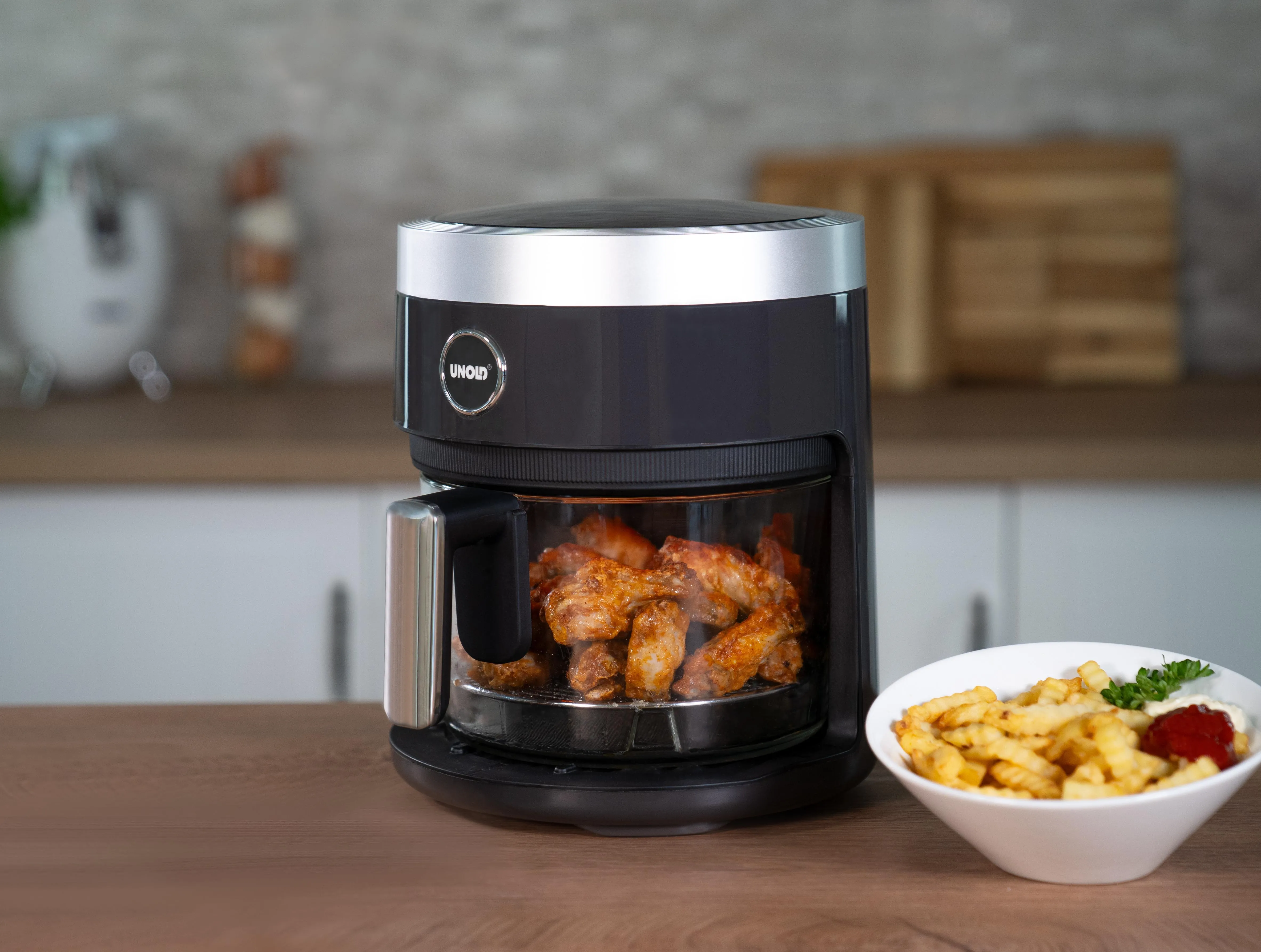 UNOLD 58695, 3,5 l, 0,8 kg, 1200 W, airfryer, musta