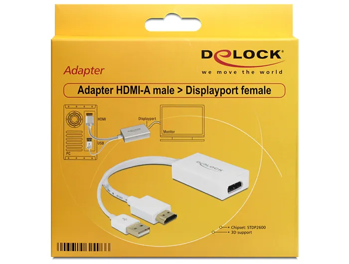 De-Lock  DisplayPort – HDMI + USB - adapter, Vit
